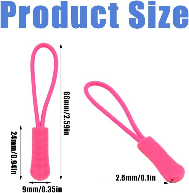 Ruidee 50 Pieces Zipper Pulls Zipper Tabs Zipper Pull Cord Extender Replacement Zipper Pulls for Backpacks, Jackets, Luggage, Purses, Handbags（Dark Pink） - Image 2